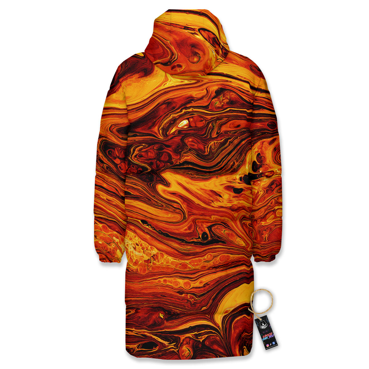 Texture Lava Print Long Down Jacket-grizzshop