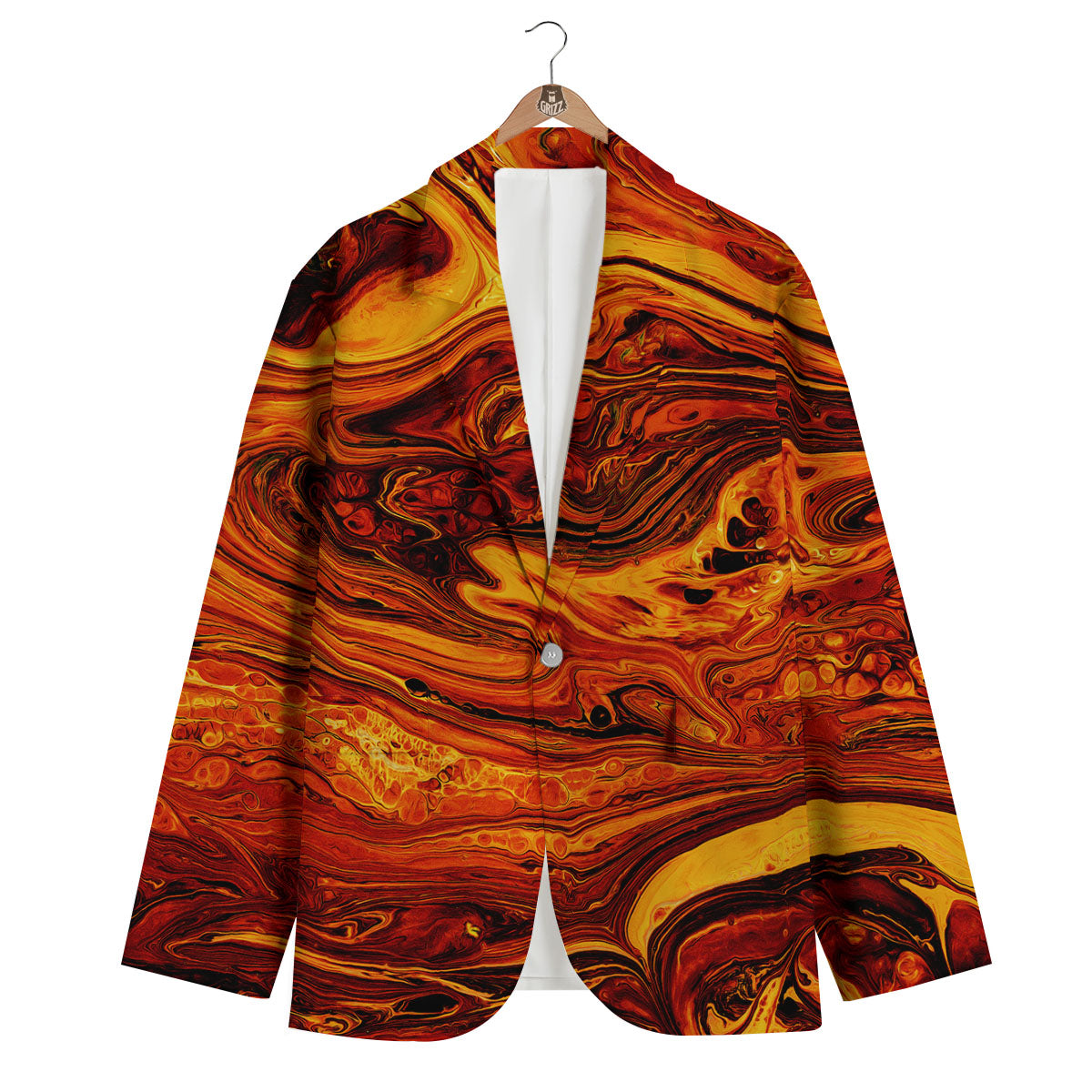 Texture Lava Print Men's Blazer-grizzshop