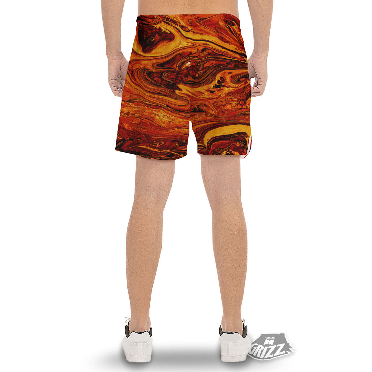 Texture Lava Print Men's Gym Shorts-grizzshop