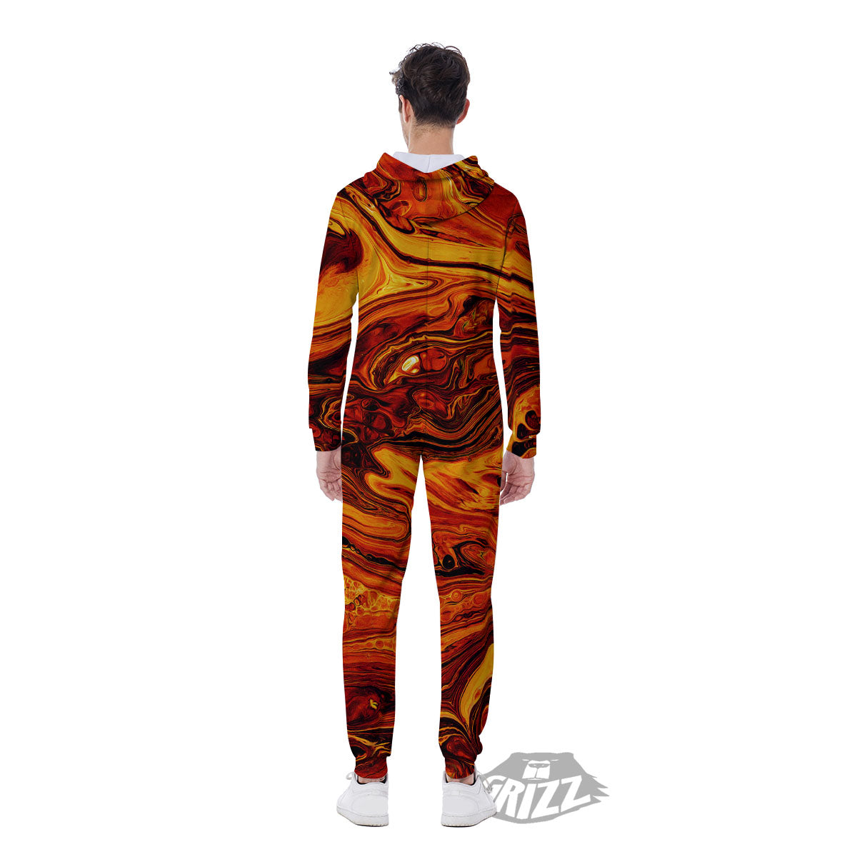 Texture Lava Print Men's Jumpsuit-grizzshop