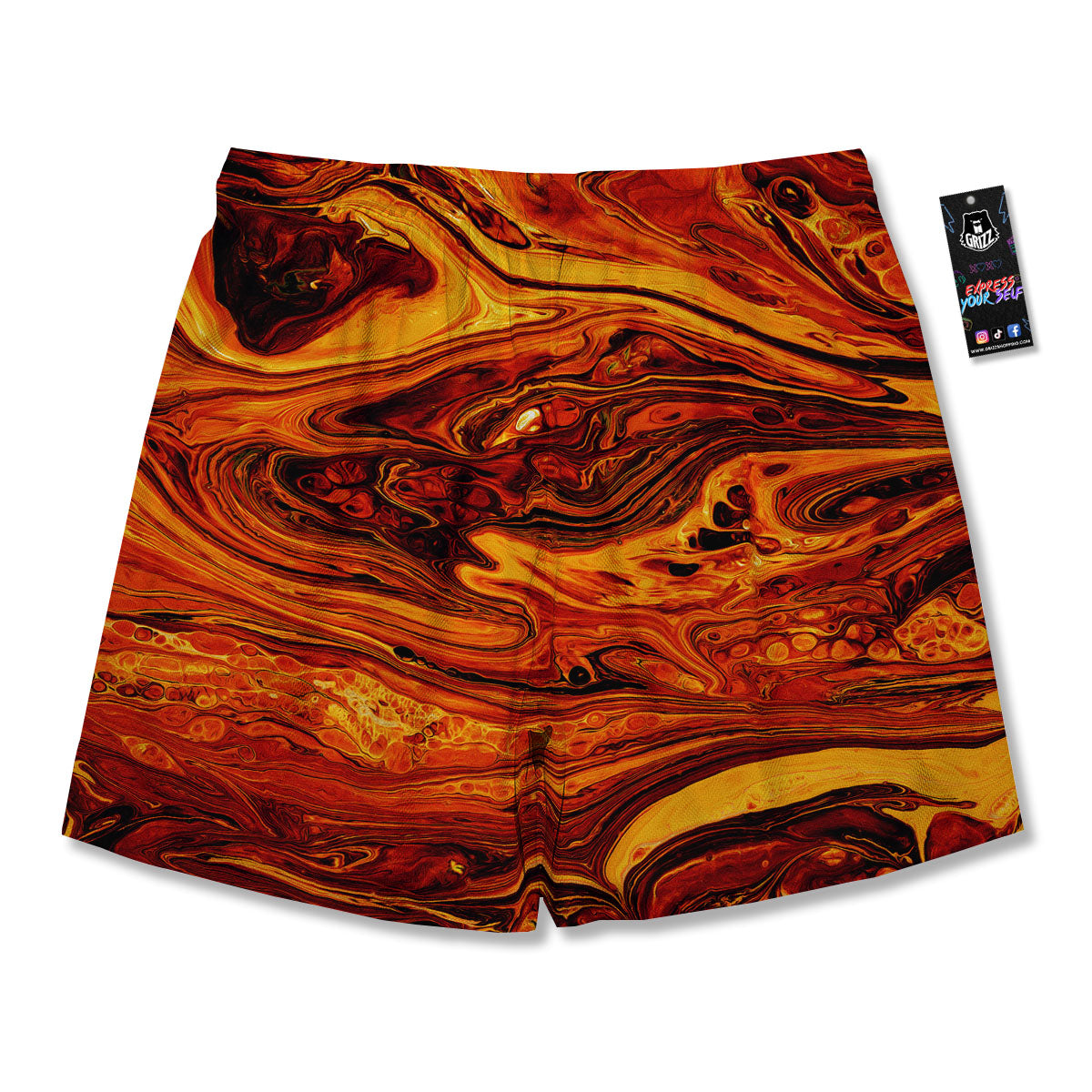 Texture Lava Print Men's Running Shorts-grizzshop
