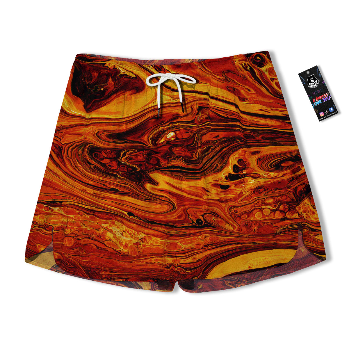 Texture Lava Print Men's Running Shorts-grizzshop