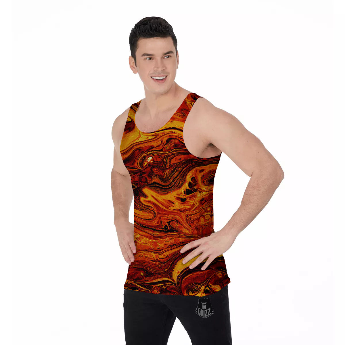 Texture Lava Print Men's Tank Top-grizzshop