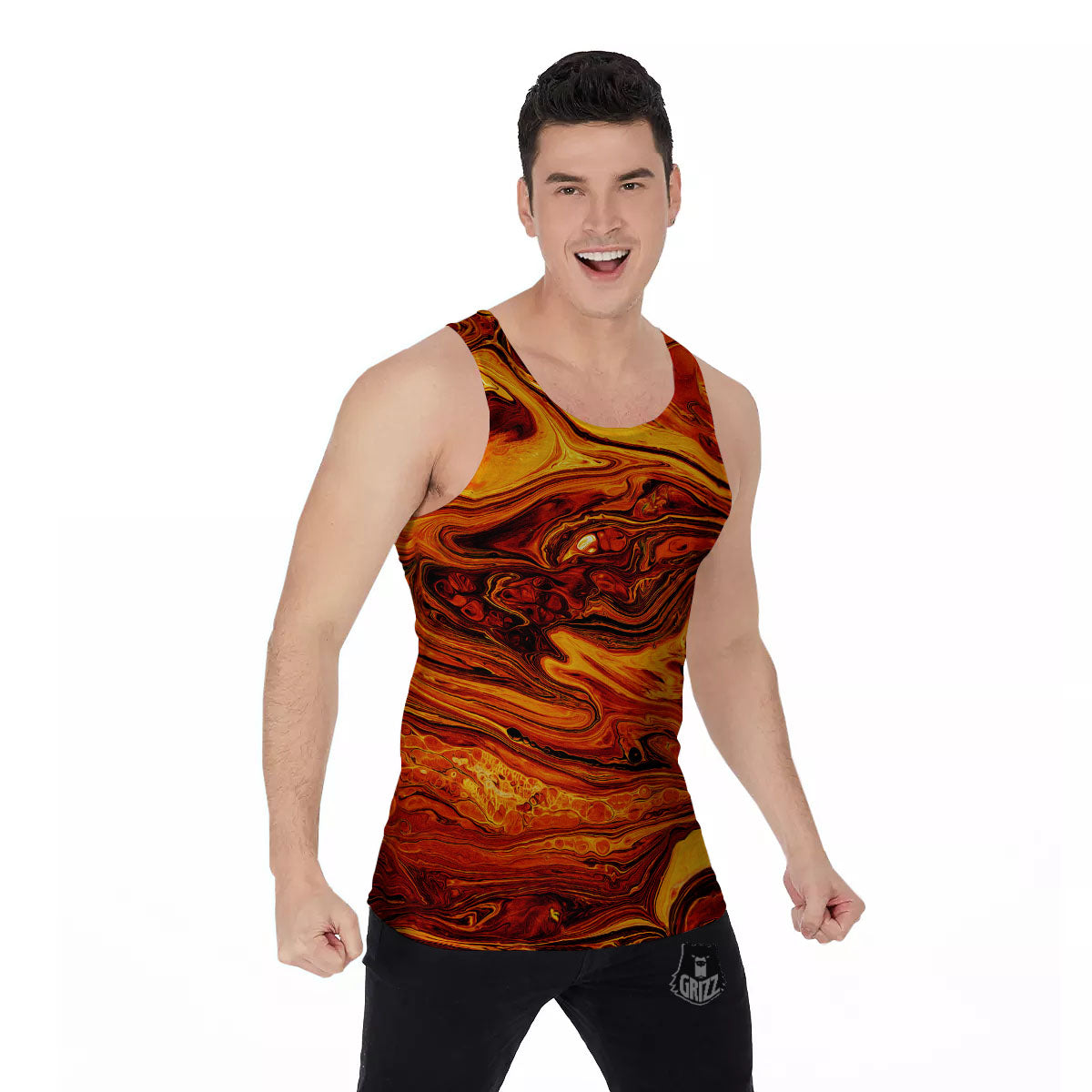 Texture Lava Print Men's Tank Top-grizzshop