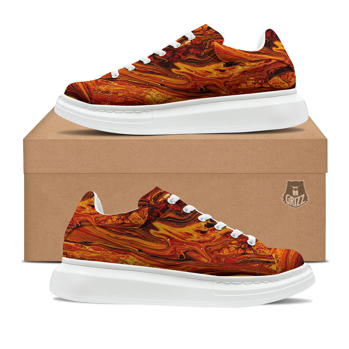 Texture Lava Print Platform Shoes-grizzshop
