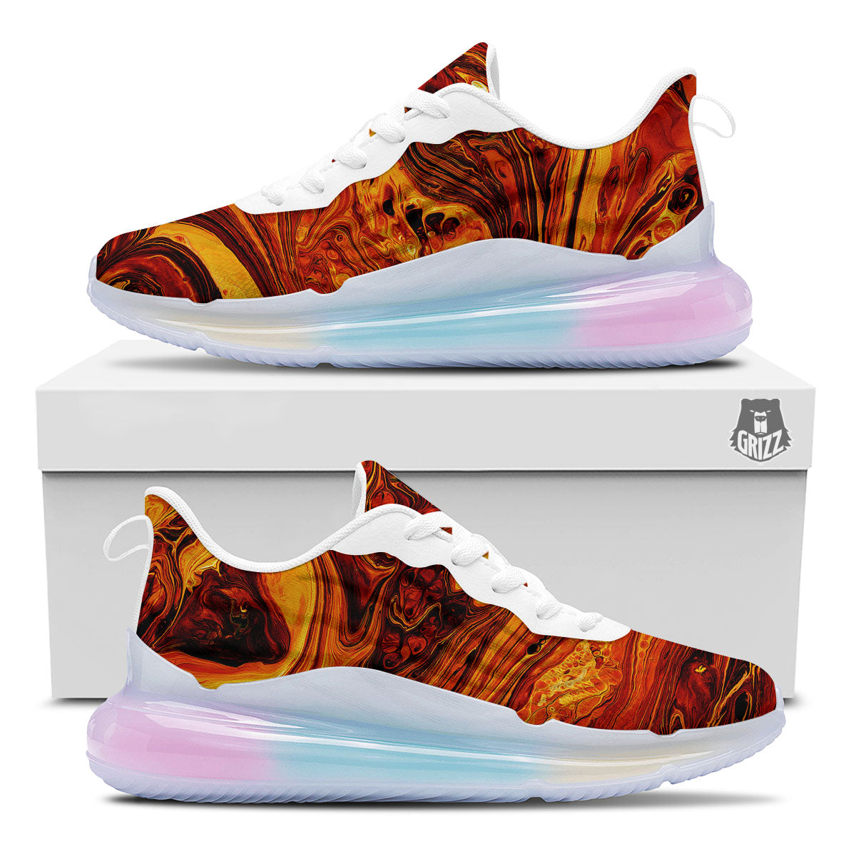 Texture Lava Print Running Sneakers-grizzshop