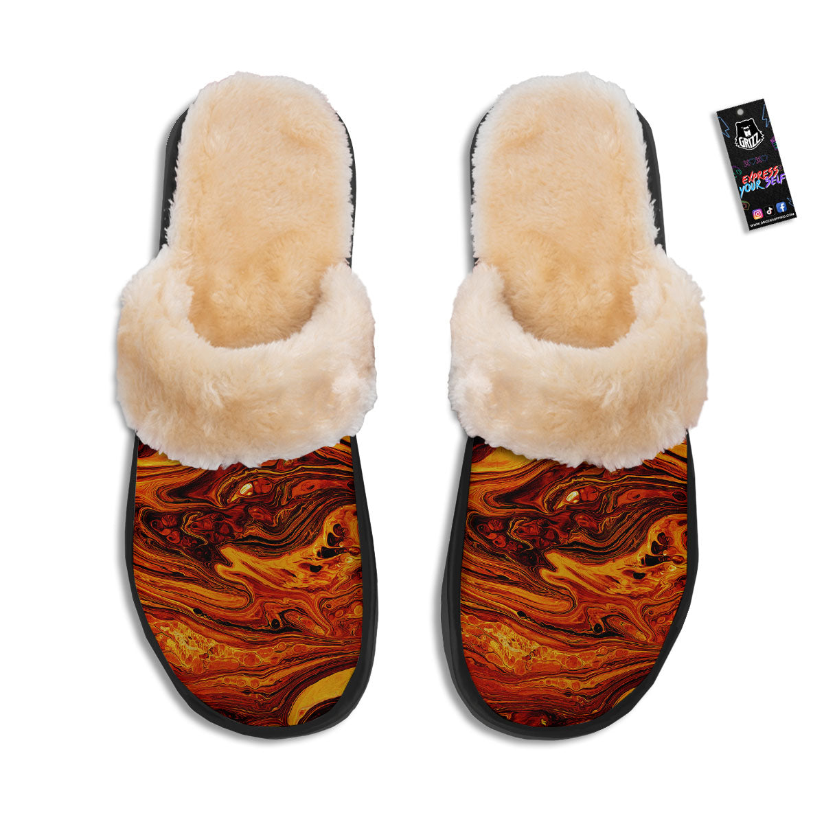 Texture Lava Print Slippers-grizzshop