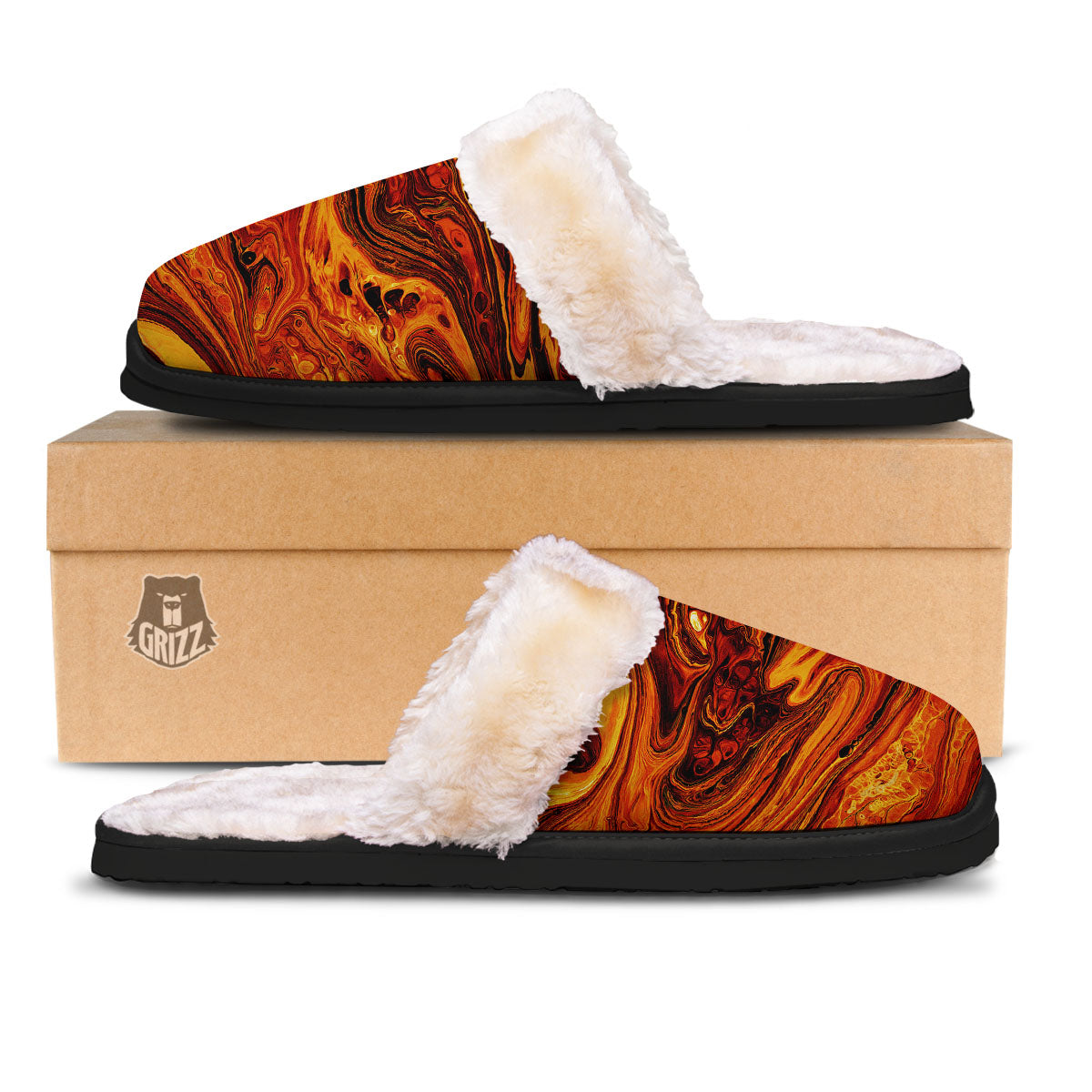 Texture Lava Print Slippers-grizzshop