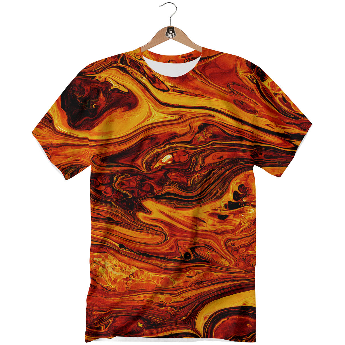 Texture Lava Print T-Shirt-grizzshop