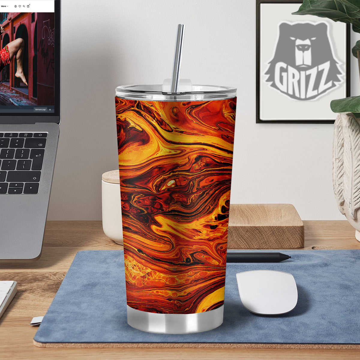 Texture Lava Print Tumbler-grizzshop