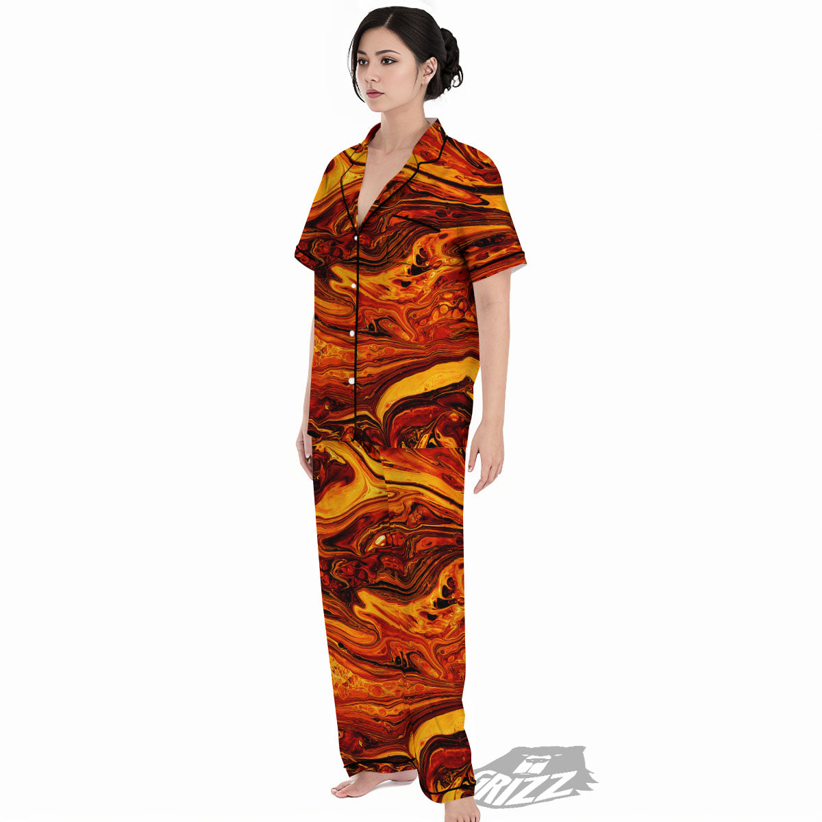 Texture Lava Print Women's Pajamas Set-grizzshop