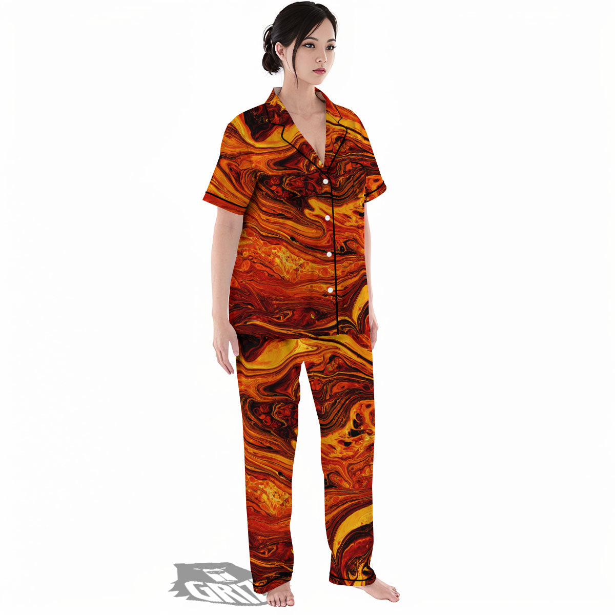 Texture Lava Print Women's Pajamas Set-grizzshop