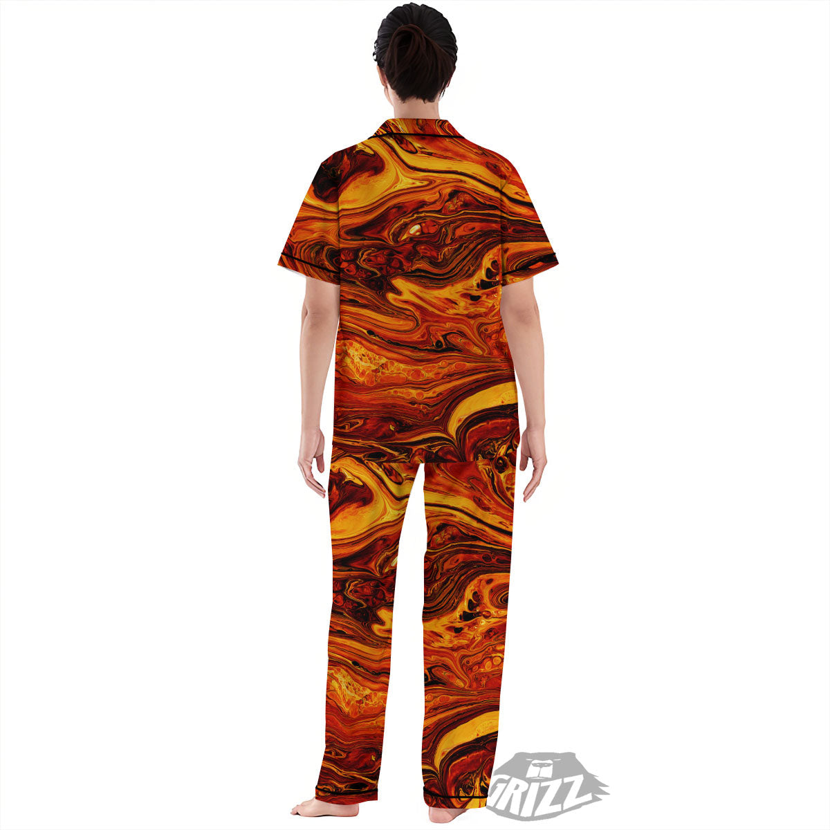 Texture Lava Print Women's Pajamas Set-grizzshop