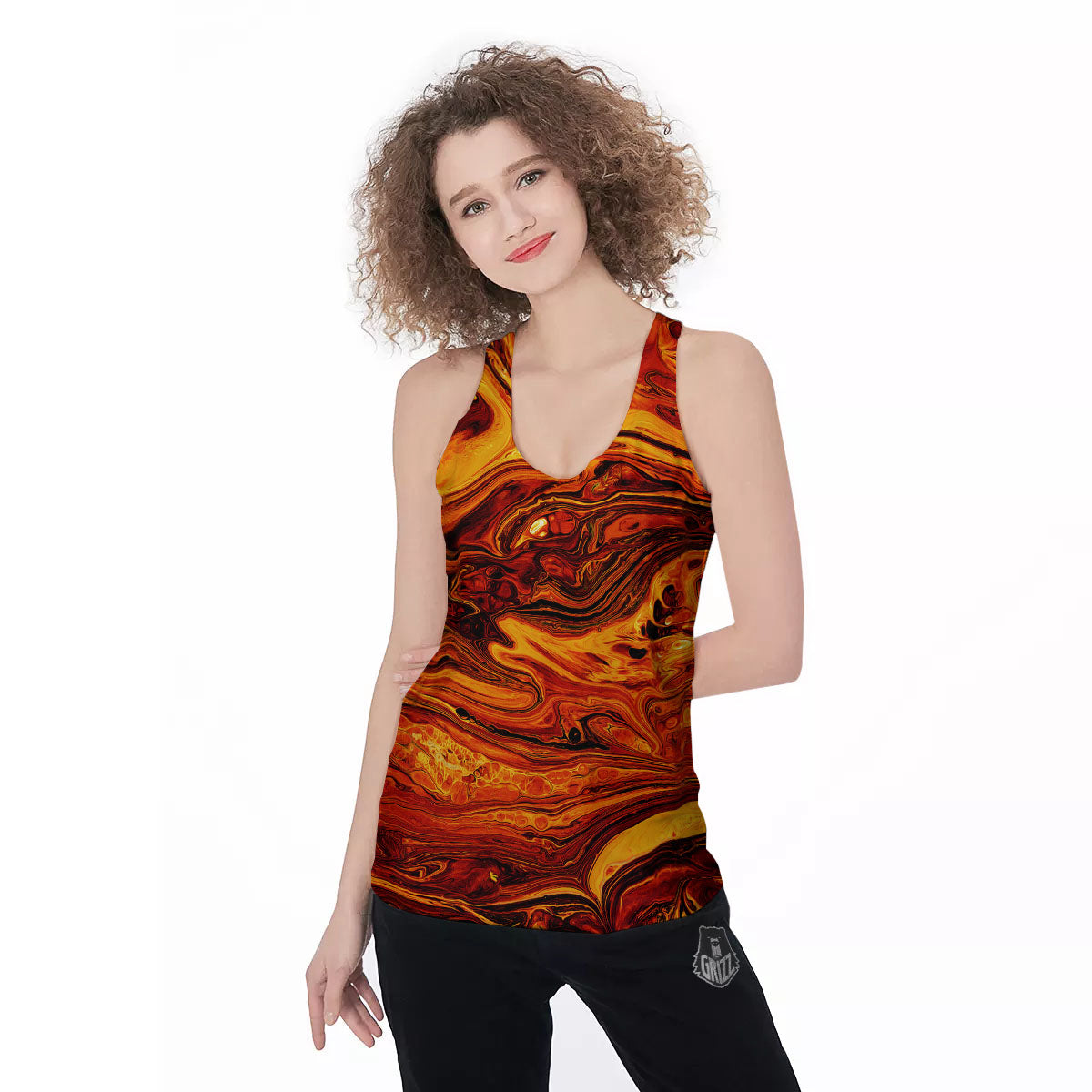 Texture Lava Print Women's Racerback Tank Top-grizzshop