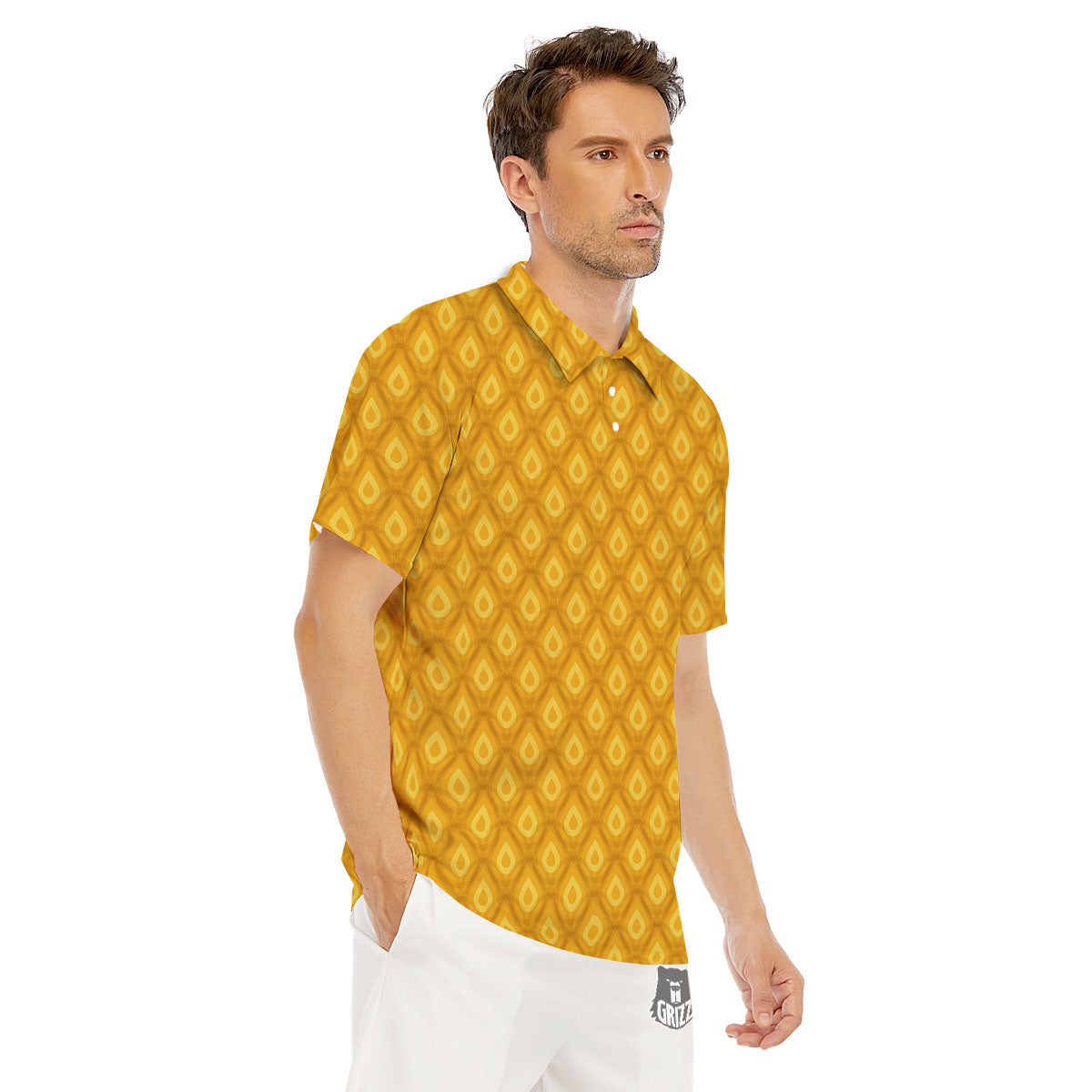 Texture Pineapple Print Pattern Men's Golf Shirts-grizzshop