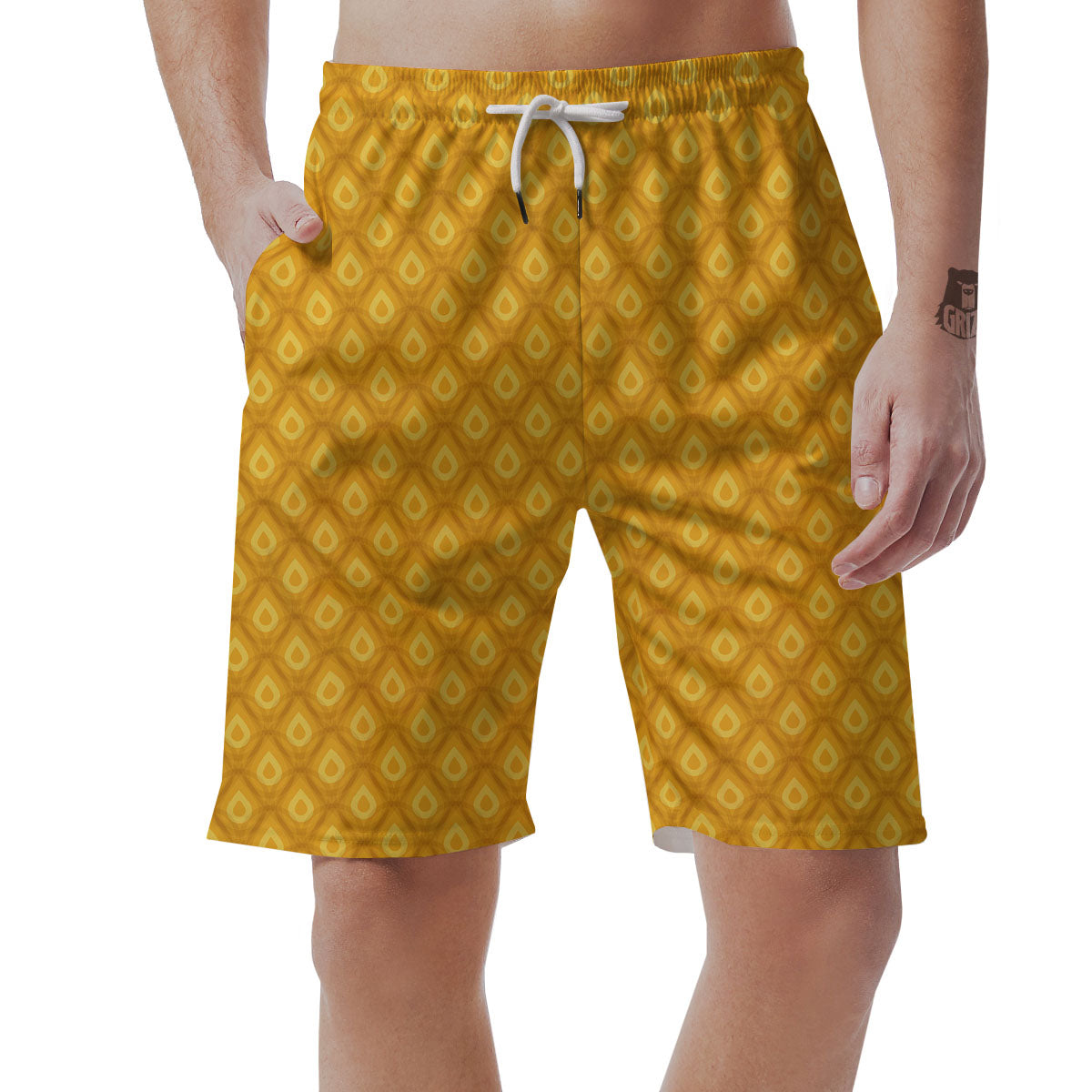 Texture Pineapple Print Pattern Men's Shorts-grizzshop
