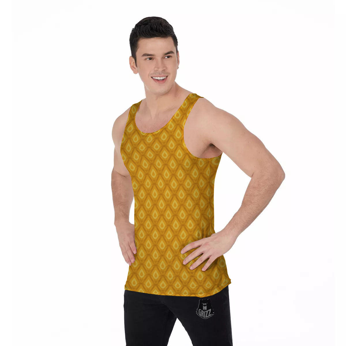 Texture Pineapple Print Pattern Men's Tank Top-grizzshop