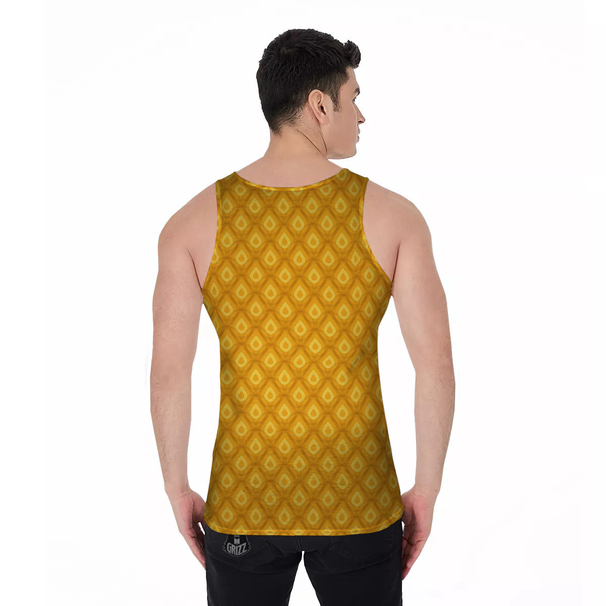 Texture Pineapple Print Pattern Men's Tank Top-grizzshop