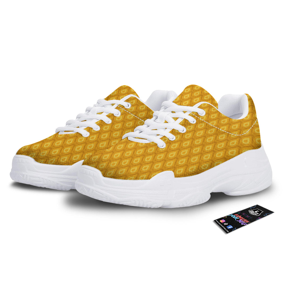 Texture Pineapple Print Pattern White Chunky Shoes-grizzshop