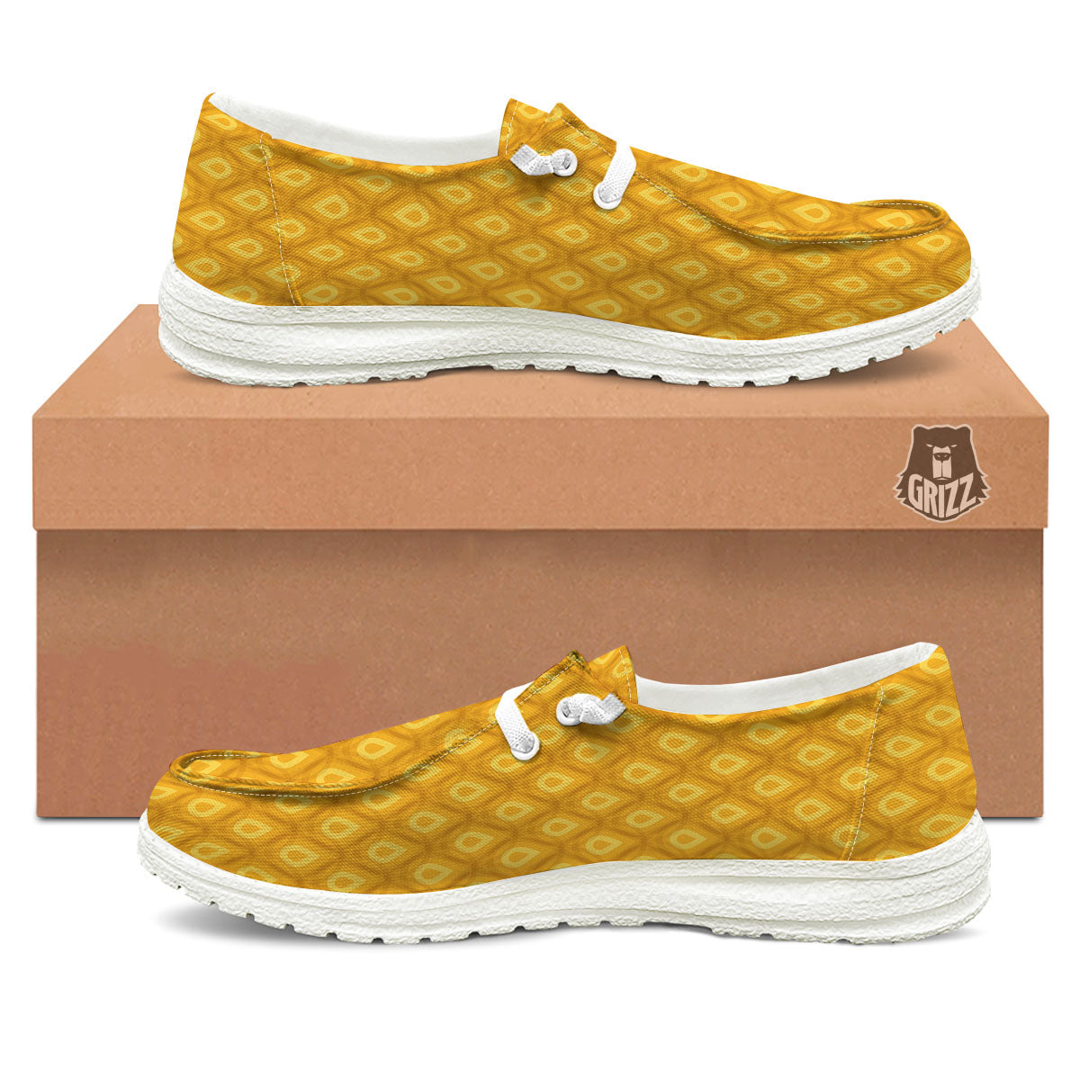 Texture Pineapple Print Pattern White Loafers-grizzshop
