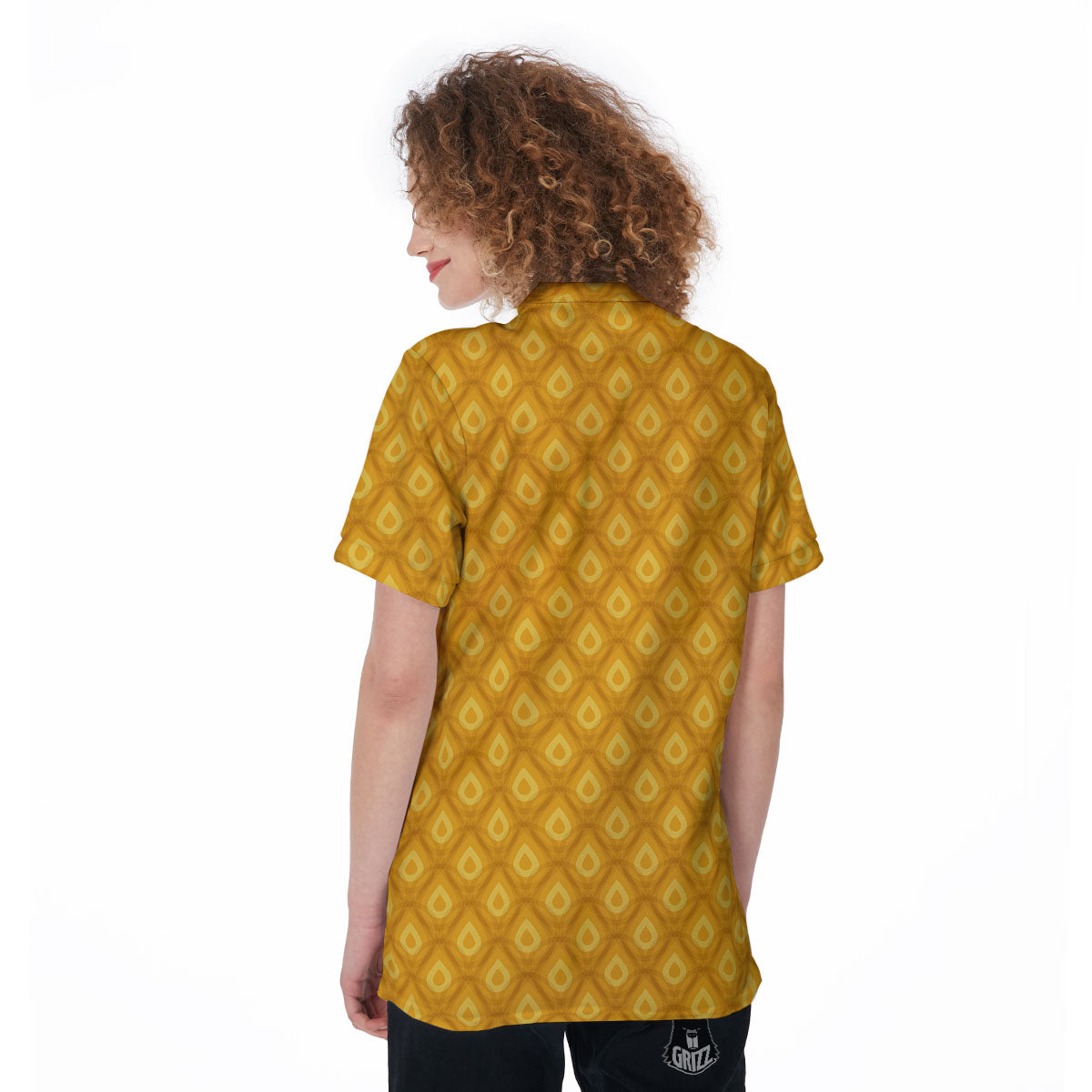 Texture Pineapple Print Pattern Women's Golf Shirts-grizzshop
