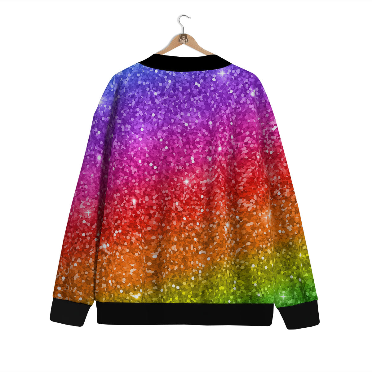 Texture Rainbow Glitter Print Cardigan-grizzshop