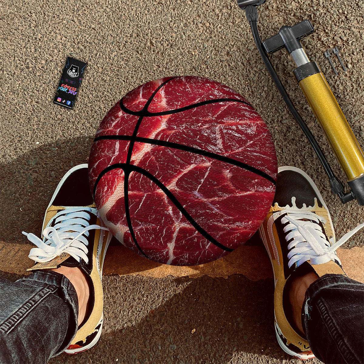 Texture Red Meat Print Basketball-grizzshop