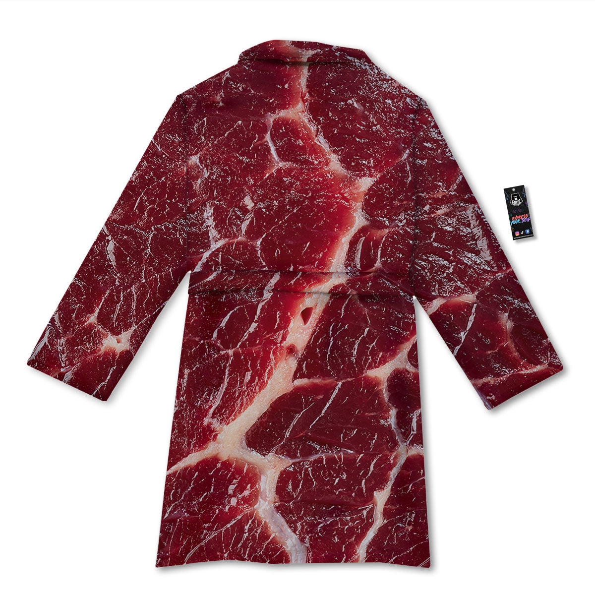 Texture Red Meat Print Bathrobe-grizzshop