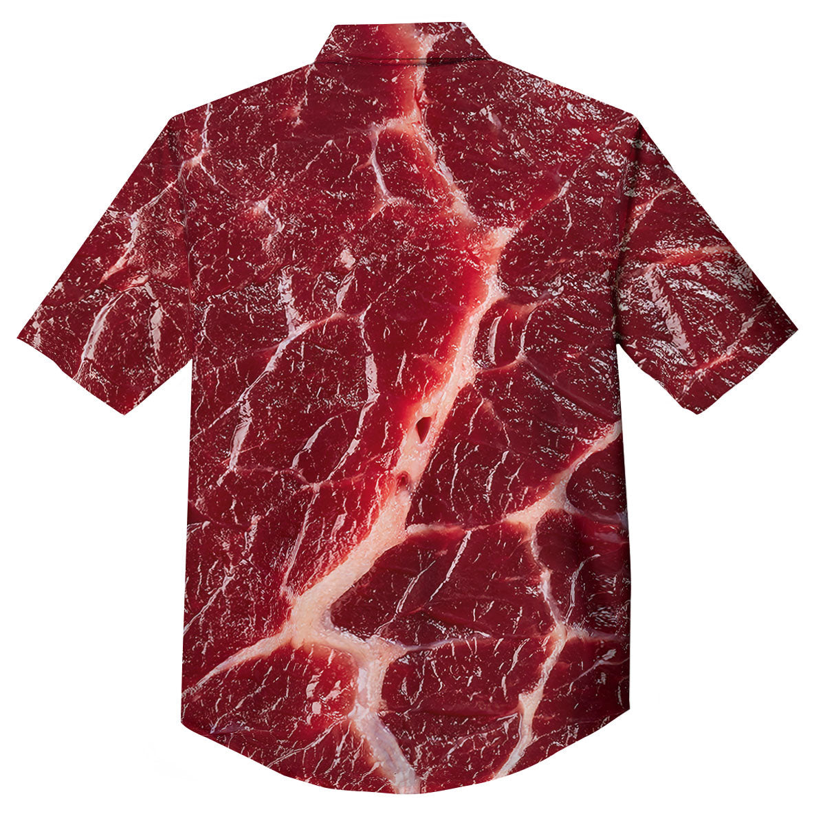 Texture Red Meat Print Button Up Shirt-grizzshop