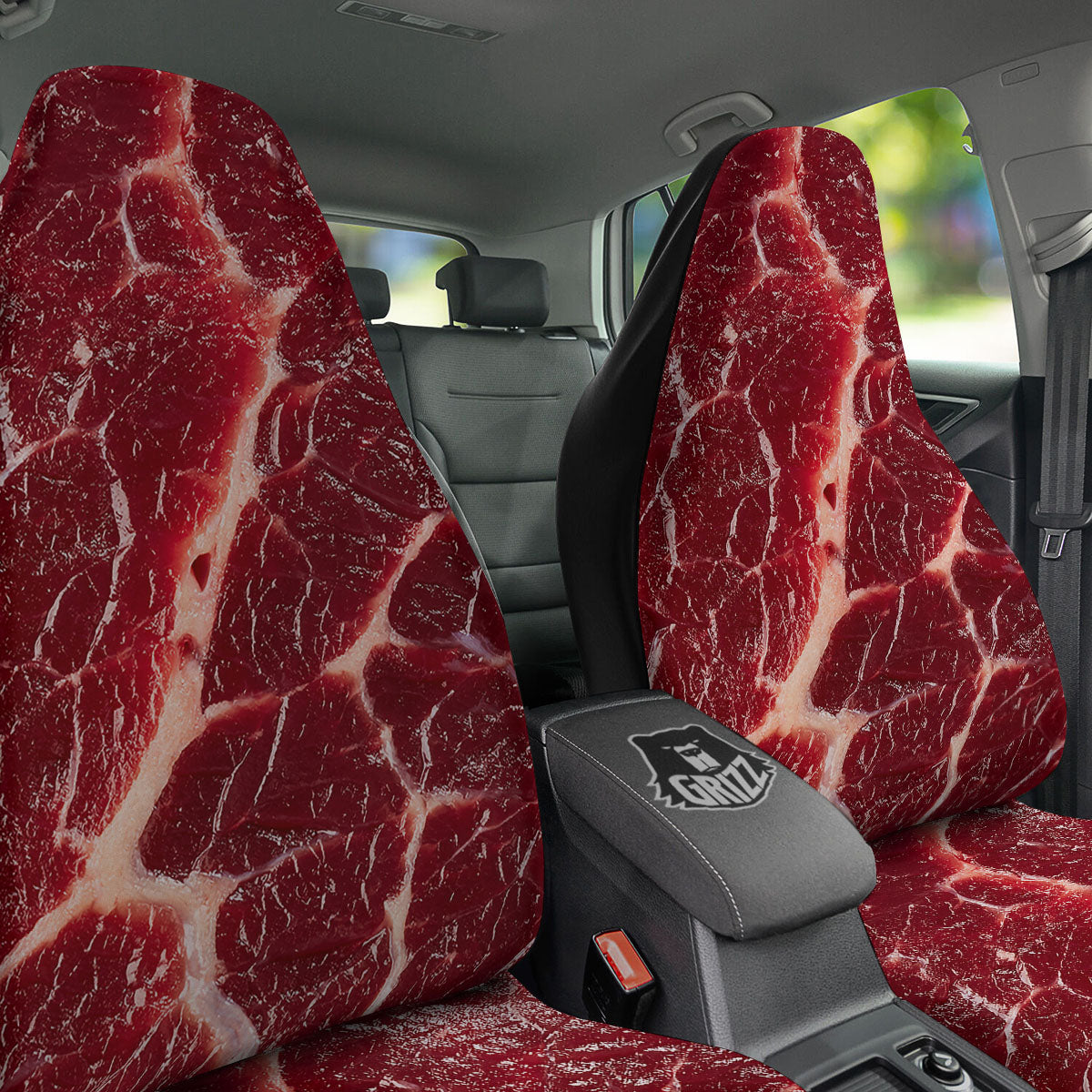 Texture Red Meat Print Car Seat Covers-grizzshop