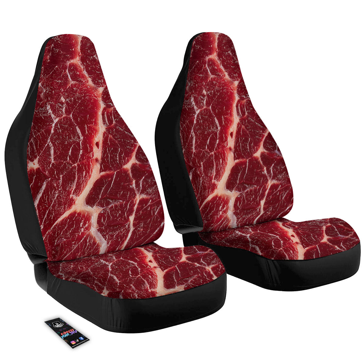 Texture Red Meat Print Car Seat Covers-grizzshop