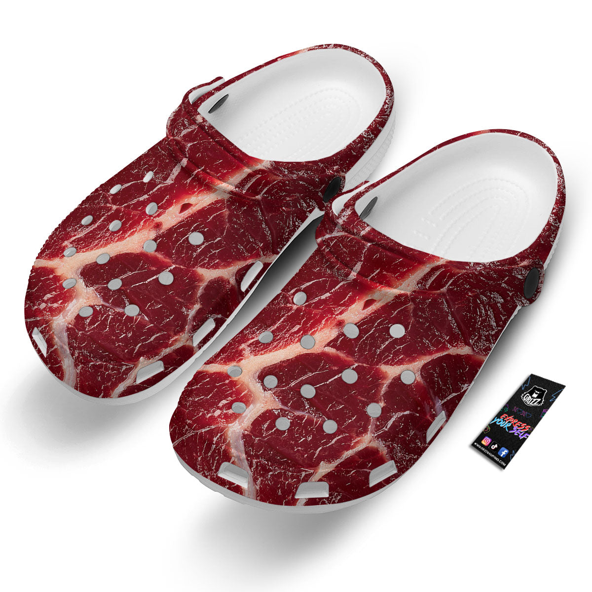 Texture Red Meat Print Clog-grizzshop