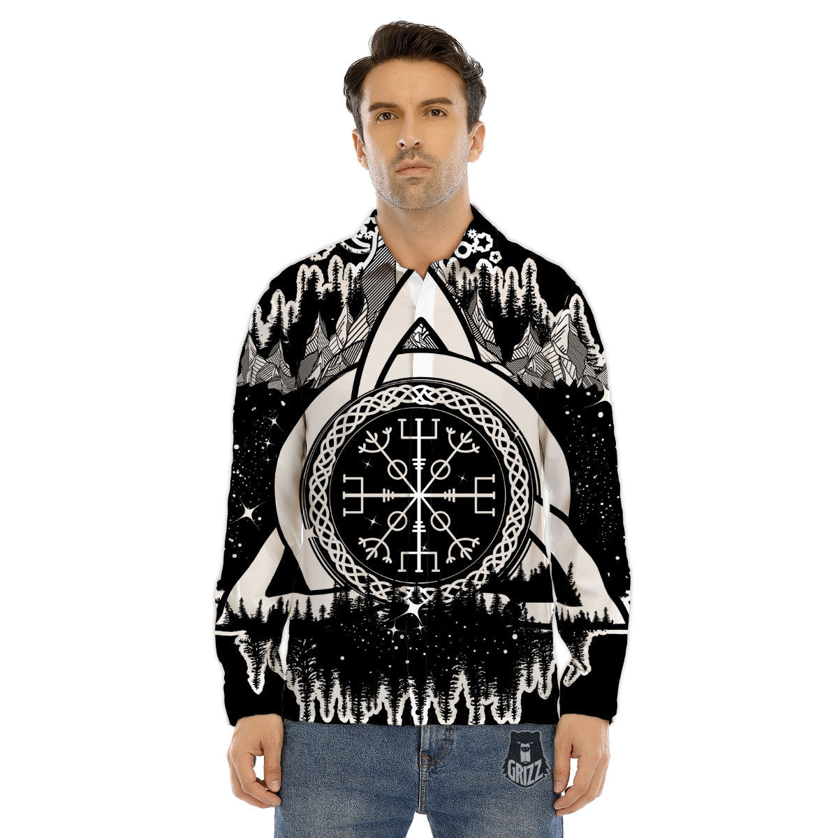 Texture Red Meat Print Men's Dress Shirts-grizzshop