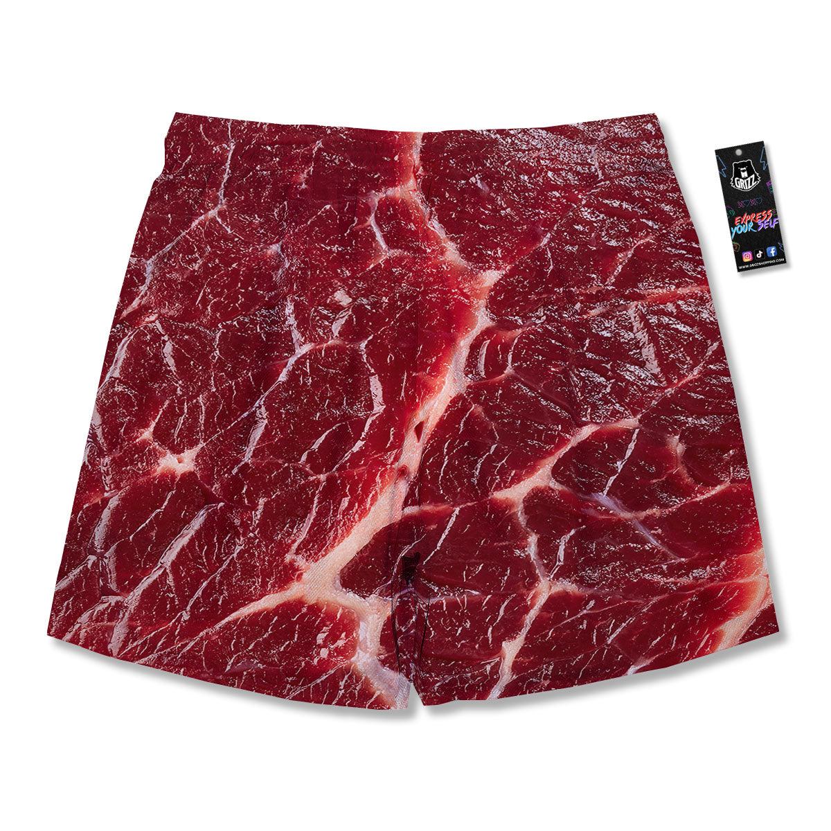 Texture Red Meat Print Men's Running Shorts-grizzshop