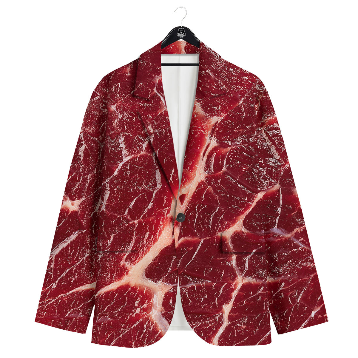 Texture Red Meat Print Men's Sport Coat-grizzshop
