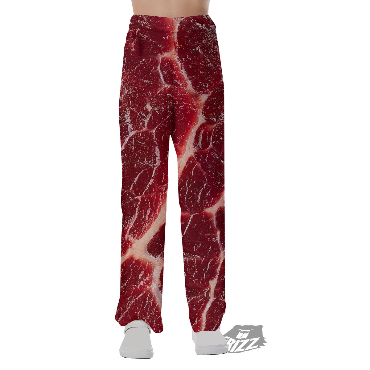 Texture Red Meat Print Pajama Pants-grizzshop