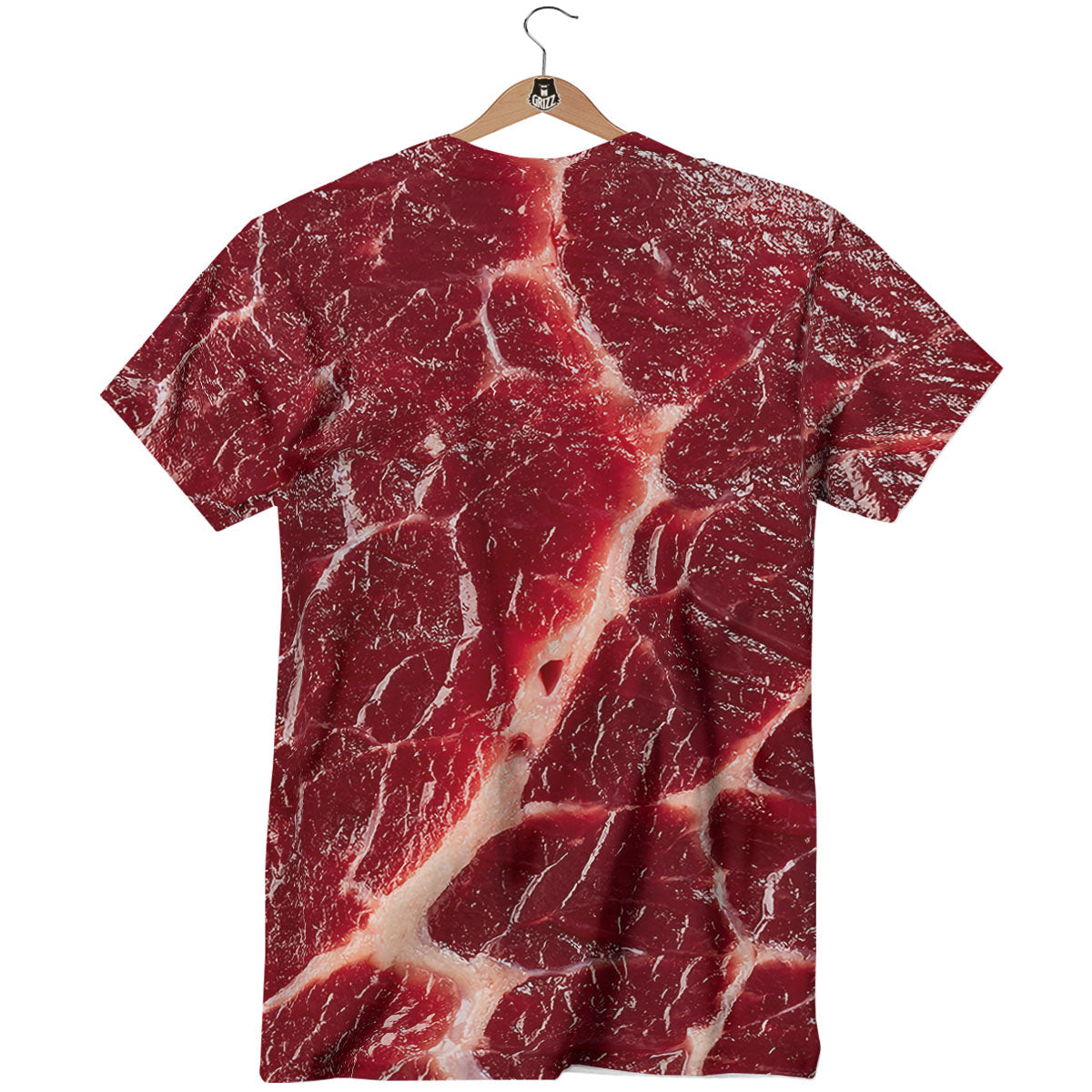 Texture Red Meat Print T-Shirt-grizzshop