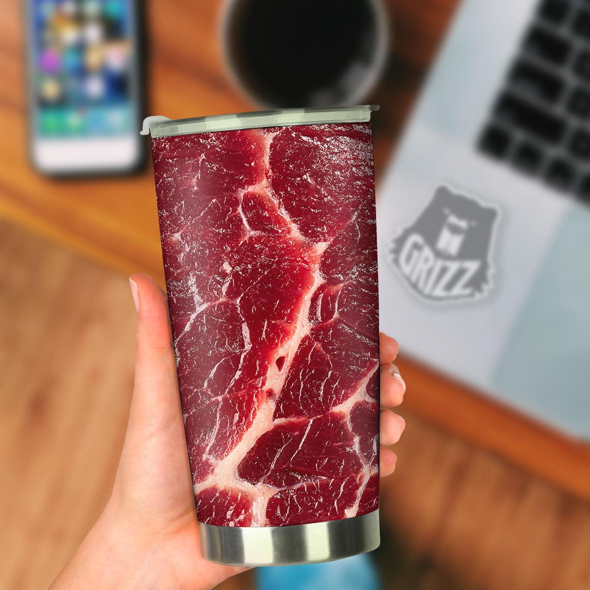 Texture Red Meat Print Tumbler-grizzshop