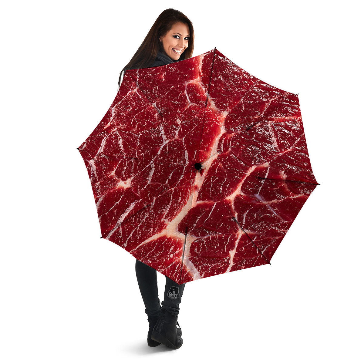 Texture Red Meat Print Umbrella-grizzshop