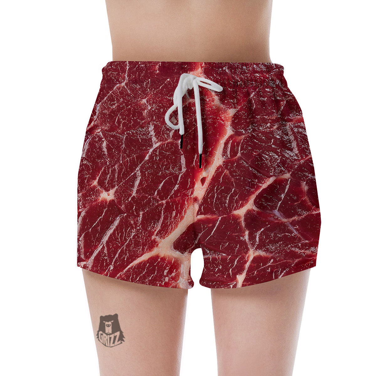 Texture Red Meat Print Women's Shorts-grizzshop