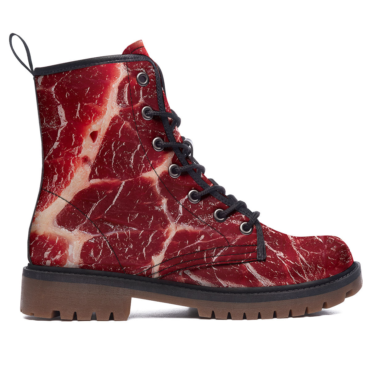 Texture Red Meat Print Work Boots-grizzshop