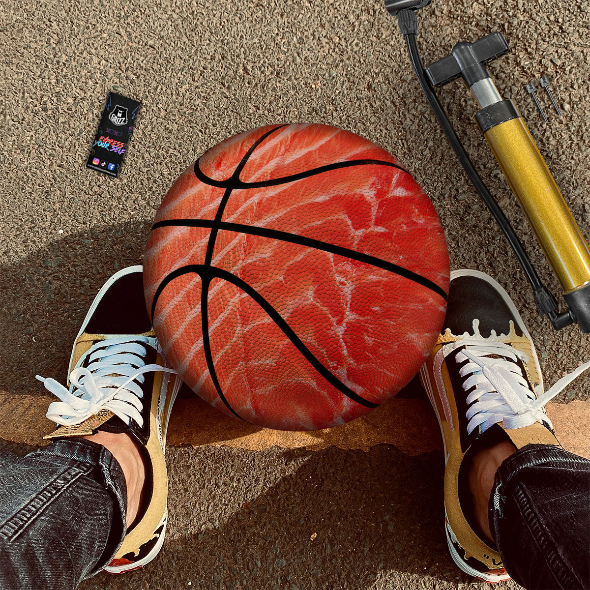 Texture Salmon Print Basketball-grizzshop