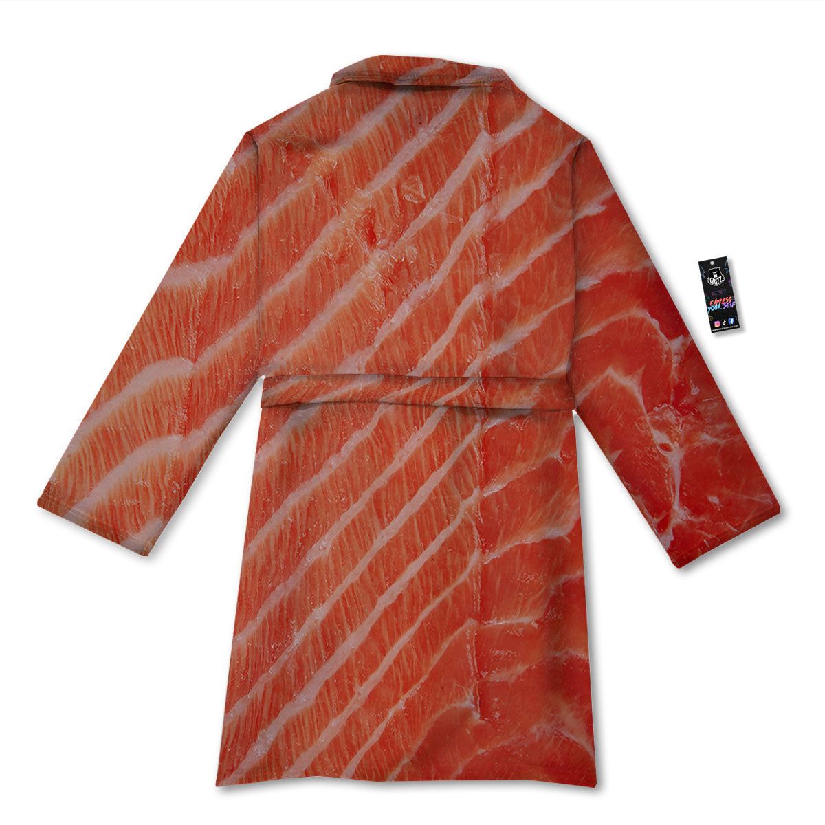 Texture Salmon Print Bathrobe-grizzshop