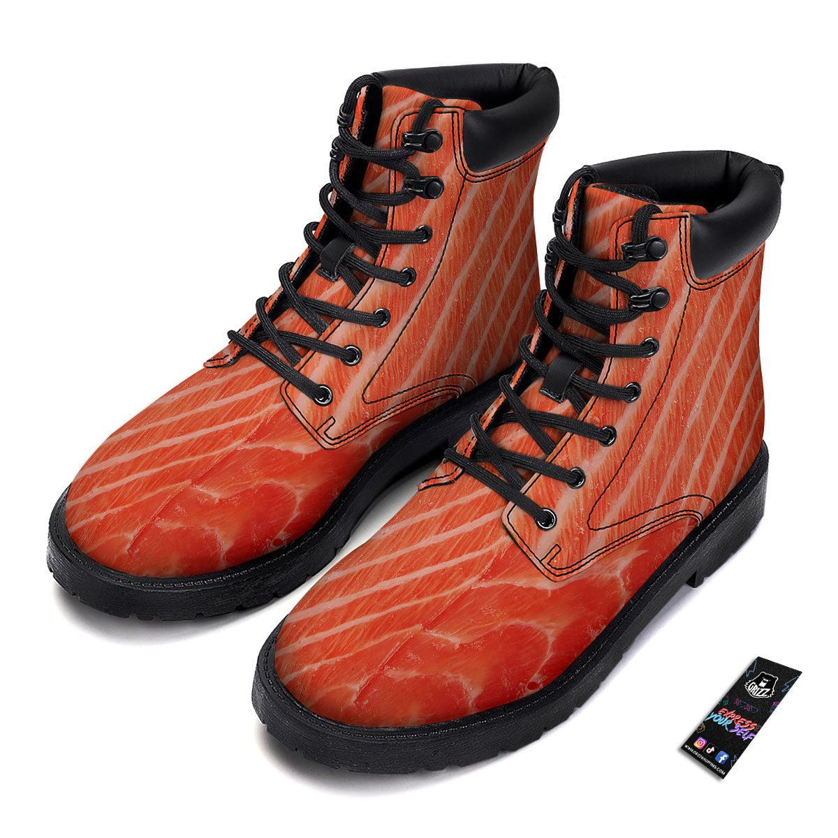 Texture Salmon Print Boots-grizzshop