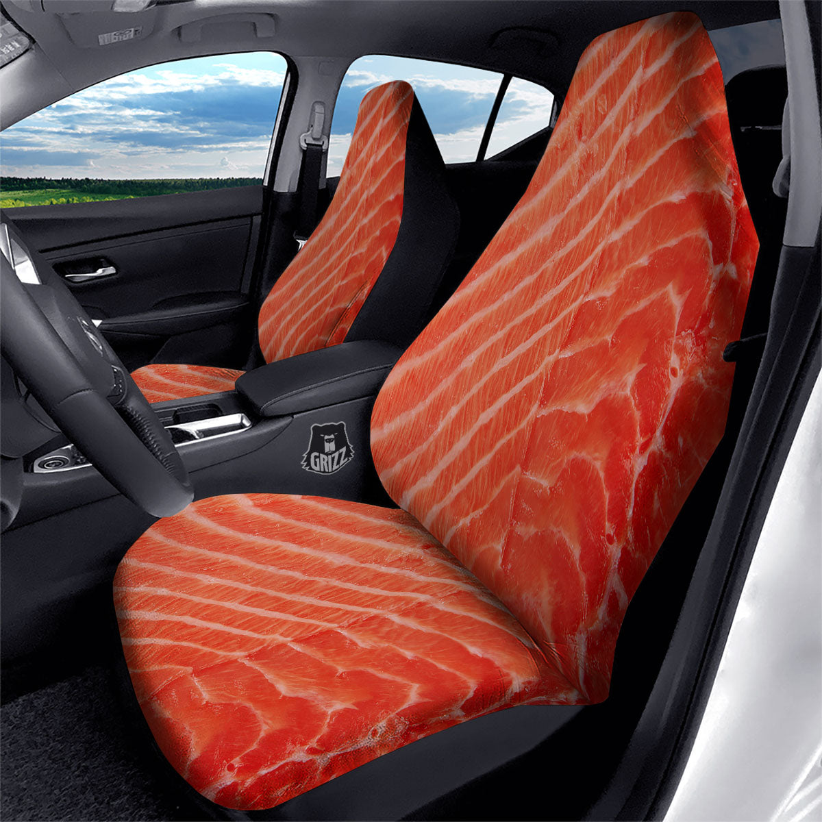 Texture Salmon Print Car Seat Covers-grizzshop