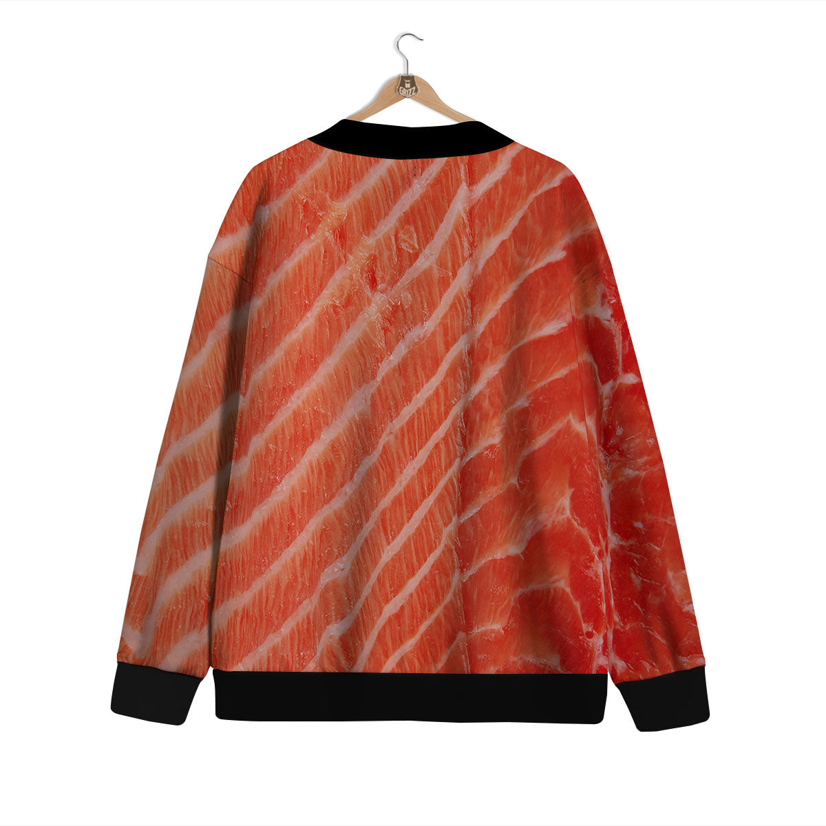 Texture Salmon Print Cardigan-grizzshop