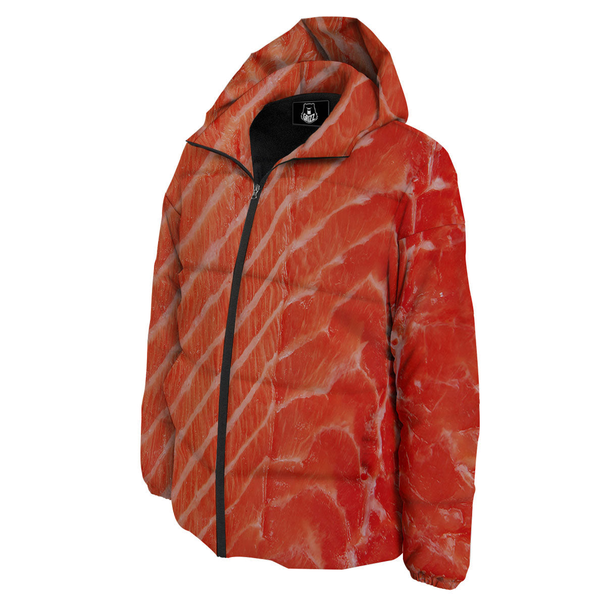 Texture Salmon Print Down Jacket-grizzshop