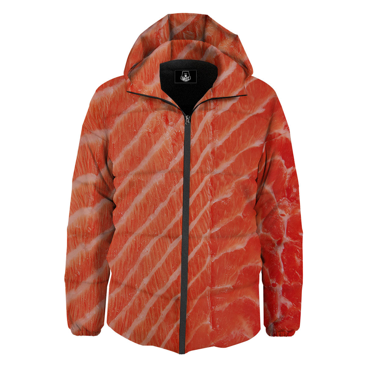 Texture Salmon Print Down Jacket-grizzshop