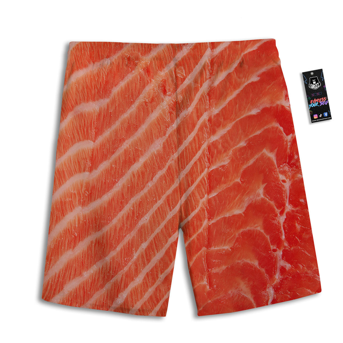 Texture Salmon Print Men's Athletic Shorts
