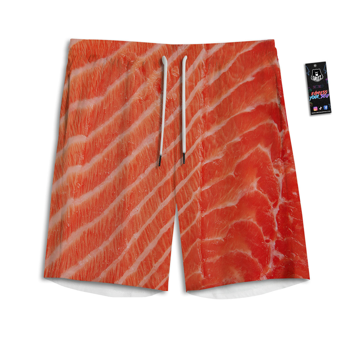 Texture Salmon Print Men's Athletic Shorts